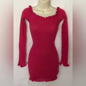 NWT In The Style Women's off-the-shoulder ribbed knit mini dress size 6